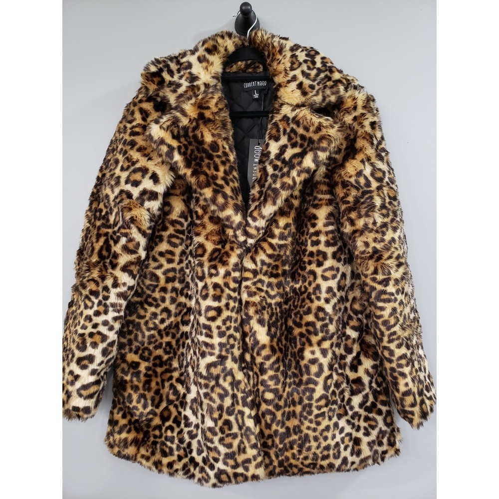 NEW SIZE LARGE Current Mood Leopard Coat Faux Fur dolls kill mob boss y2k glam